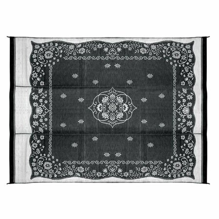 CAMCO 9 x 12 ft. Reversible Outdoor Mat - Charcoal Oriental CA321515